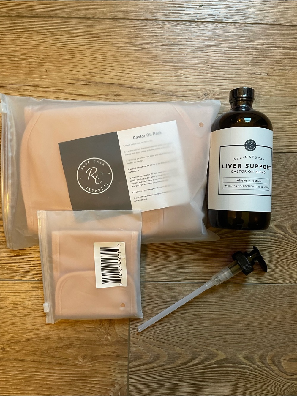 Rowe Casa Liver Support Castor Oil Blend + Castor Oil Wrap Set